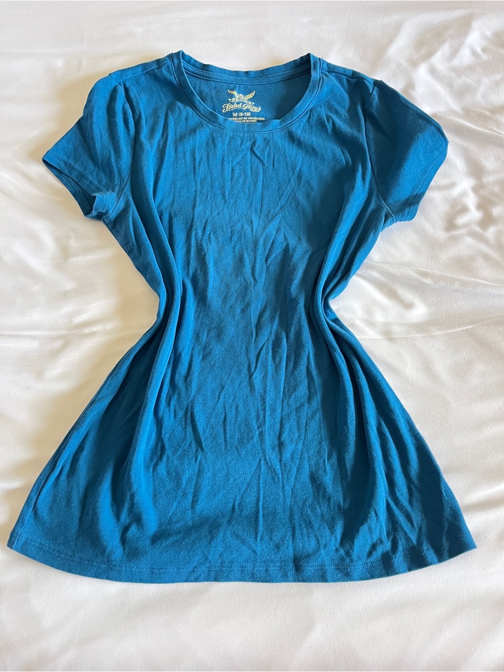 Faded Glory Teal Blue Short Sleeve Crewneck Tee Size M (8-10)